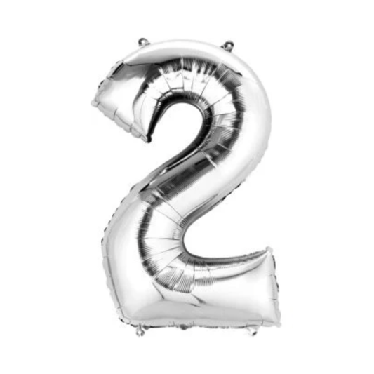 Silver Number 2 Mylar Balloon